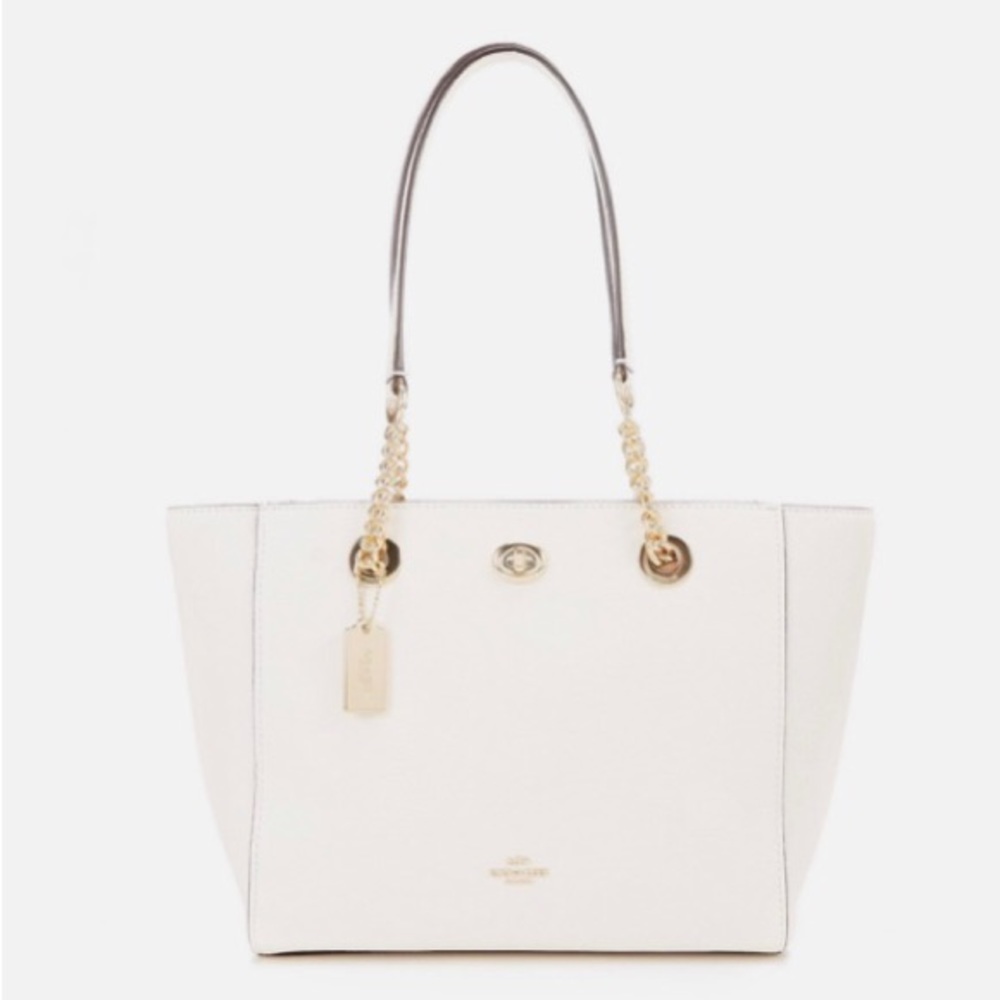 NWT Coach Pebble Turn-lock Chain Tote Bag off off white. Reg$295